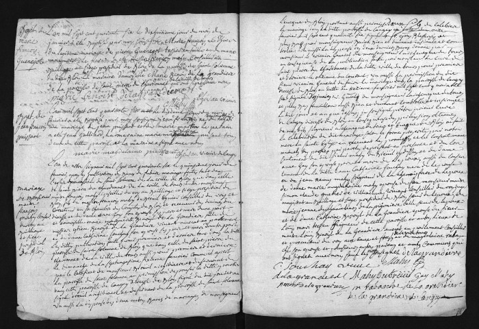 Collection du greffe. Baptêmes, mariages, sépultures, 1746