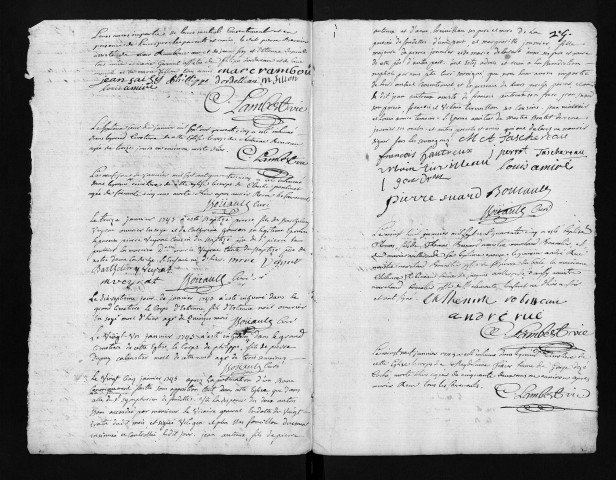 Baptêmes, mariages, sépultures, 1745