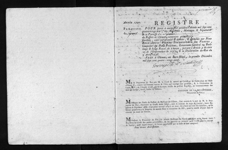 Baptêmes, mariages, sépultures, 1790