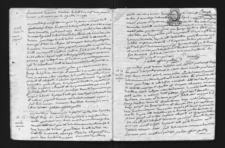 Naissances, mariages, décès, 1793-an VII - Pour les mariages de l'an VII, se reporter à la municipalité de canton (Azay-le-Rideau)