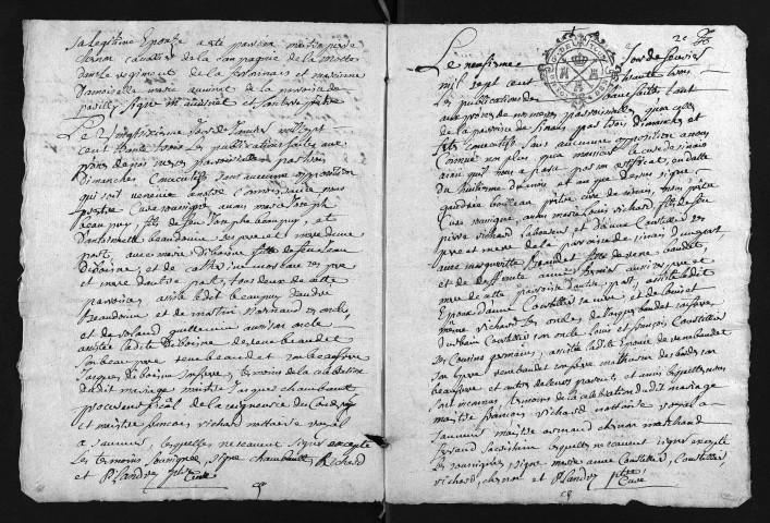Baptêmes, mariages, sépultures, 1733 - Les années 1691-1732 sont lacunaires dans la collection du greffe