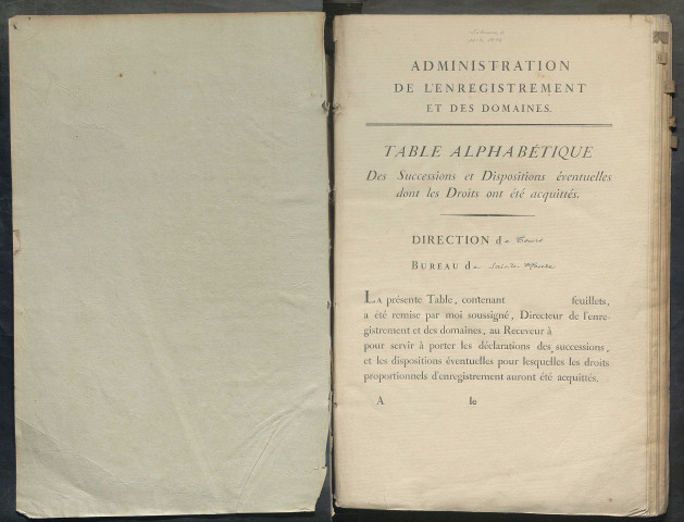 Table des successions acquittées – N° d'origine : 4