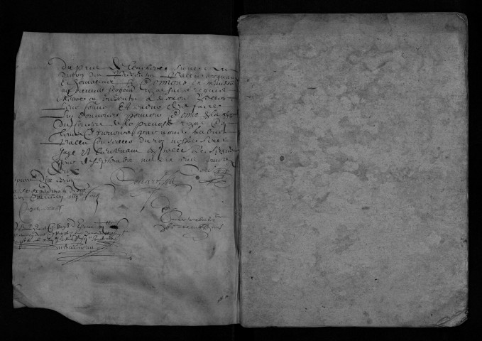 Collection communale. Baptêmes, mariages, sépultures, 1698 - Les cahiers des années 1699 et 1700 n'ont pas été numérisés en raison de leur état