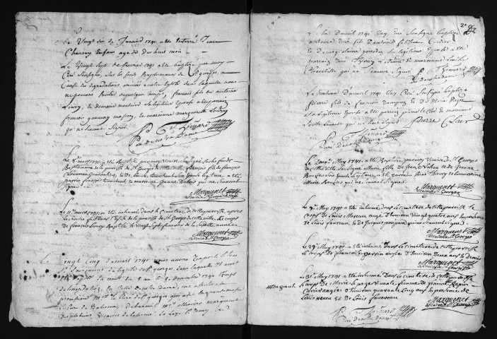 Collection du greffe. Baptêmes, mariages, sépultures, 1741