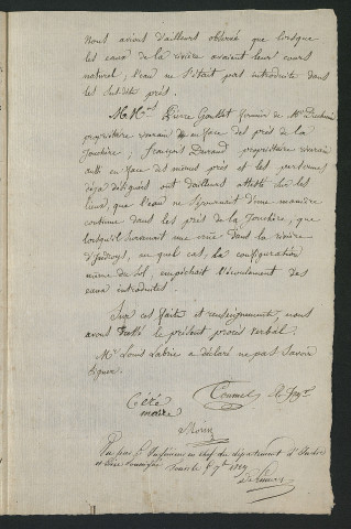 Inondation des prairies riveraines, visite de l'ingénieur (9 juin 1829)