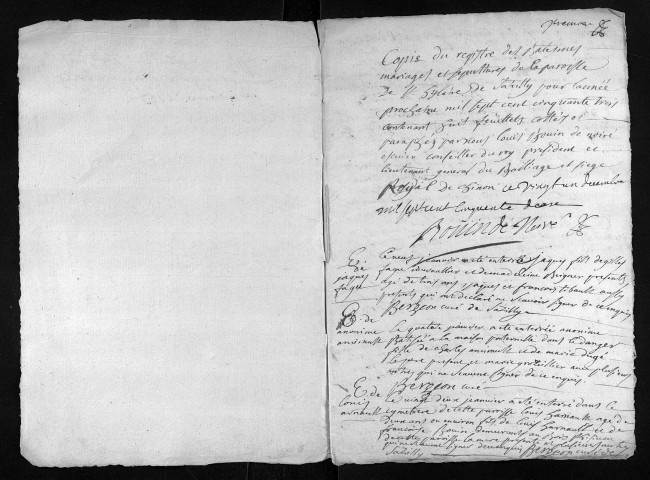 Baptêmes, mariages, sépultures, 1753