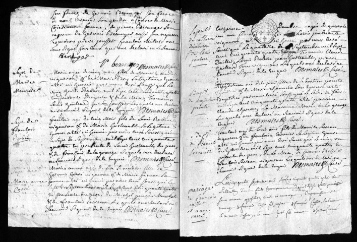 Collection communale. Baptêmes, mariages, sépultures, septembre-décembre 1754
