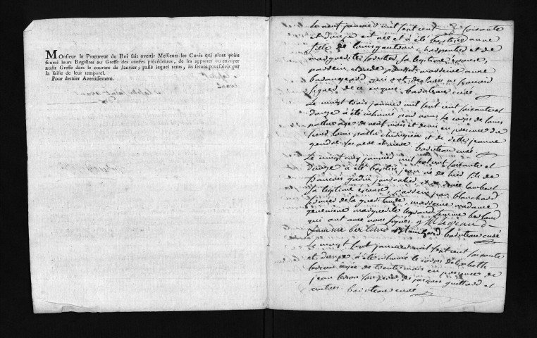 Collection du greffe. Baptêmes, mariages, sépultures, 1772