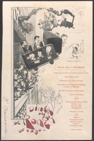Menu du 9 décembre 1890.