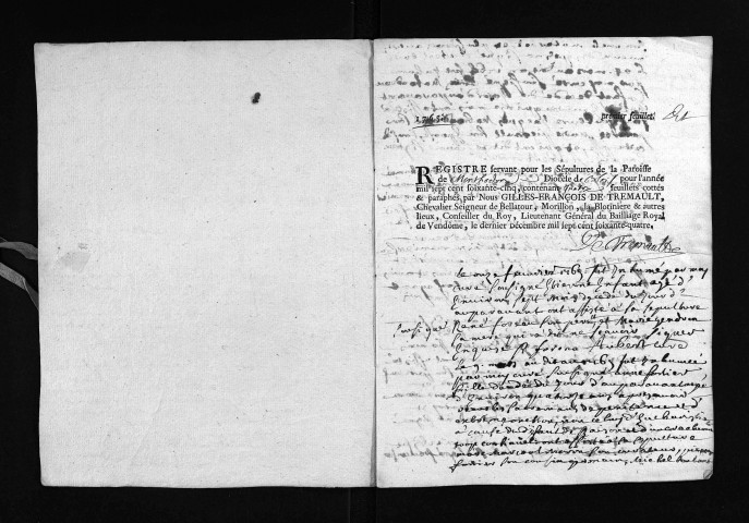 Collection du greffe. Sépultures, 1765