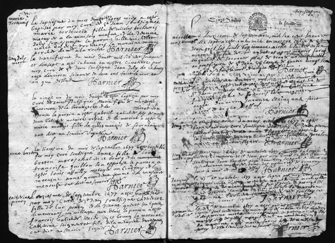 Collection communale. Baptêmes, mariages, sépultures, 1677-1690 - Les années 1681-1683 sont lacunaires dans cette collection