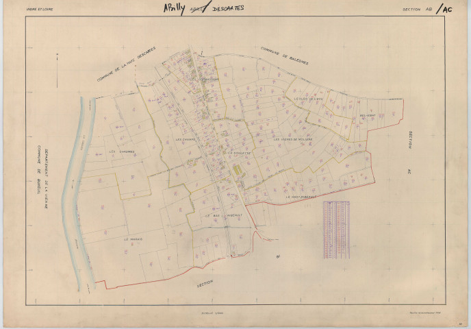 Section AB, feuille unique avec extension sur Descartes