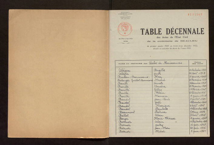 Naissances, mariages, décès