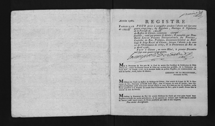 Baptêmes, mariages, sépultures, 1785