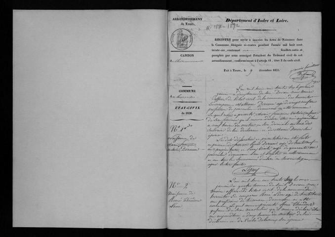 Naissances, 1836-1892 - Les naissances de l'année 1864 ont été reliés avec les mariages voir 6NUM8/116/023