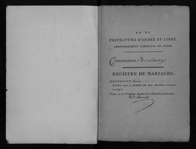 Naissances, mariages, décès, an XI-1817
