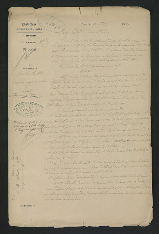 Travaux complémentaires pour se conformer au règlement. Mise en demeure (13 avril 1869)