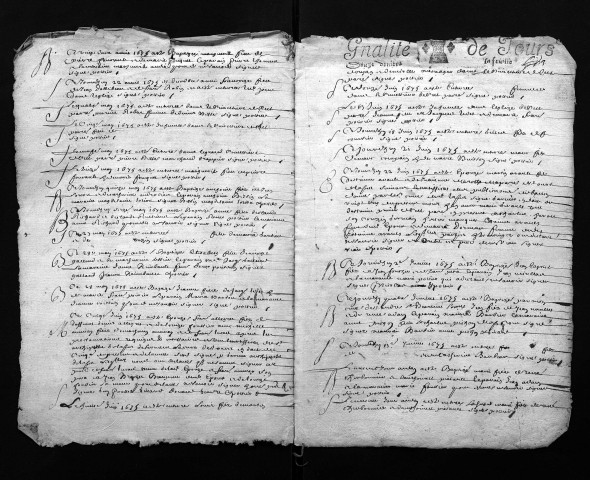 Collection du greffe. Baptêmes, mariages, sépultures, 1675 - Les années 1673-1674 sont lacunaires dans cette collection