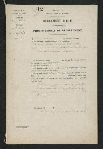 Procès-verbal de récolement (22 mai 1860)