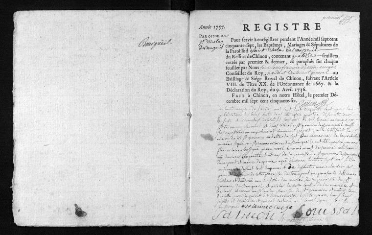 Baptêmes, mariages, sépultures, 1757-1758