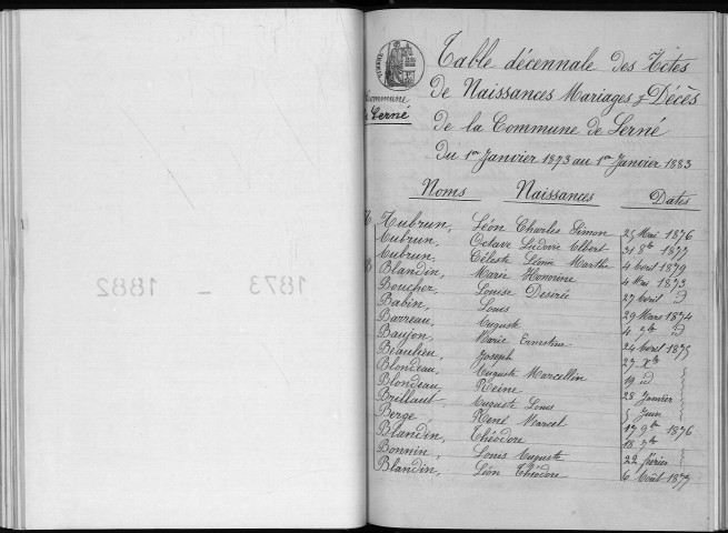 Naissances, mariages, décès