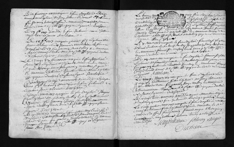 Baptêmes, mariages, sépultures, 1717-1718