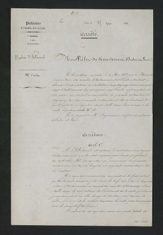 Autorisation d'établir un acqueduc (25 juin 1853)