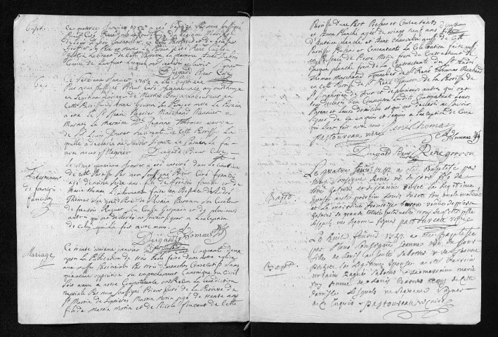 Collection du greffe. Baptêmes, mariages, sépultures, 1752-1753