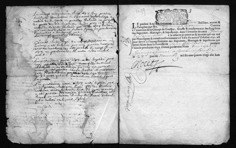 Collection communale. Baptêmes, mariages, sépultures, 1697-1716