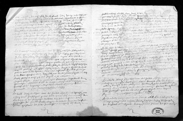 Collection du greffe. Baptêmes, mariages, sépultures, 1695 - L'année 1694 est lacunaire dans cette collection