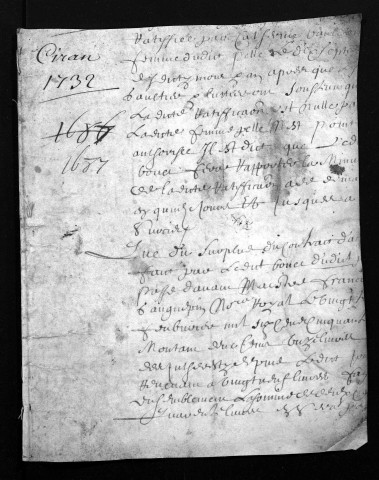 Collection du greffe. Baptêmes, mariages, sépultures, 1732