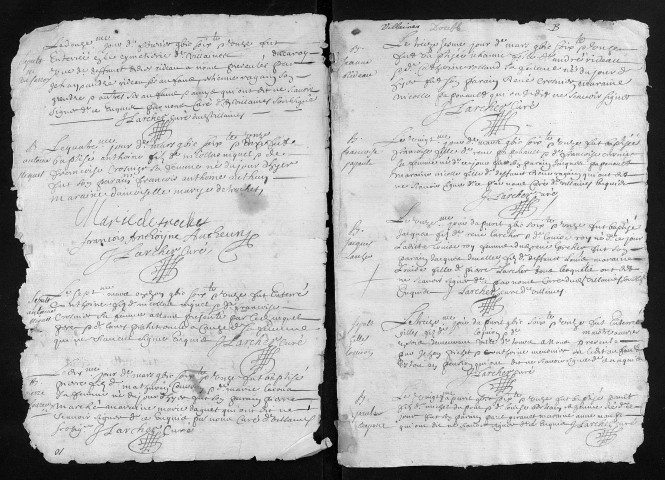 Baptêmes, mariages, sépultures, 1671 - 6NUM6/271/001 à 6NUM6/271/101 : collection du greffe