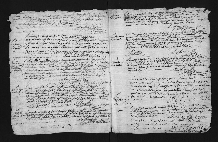 Collection du greffe. Baptêmes, mariages, sépultures, 1752