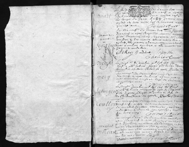 Collection communale. Baptêmes, mariages, sépultures, 16 décembre 1719-décembre 1722