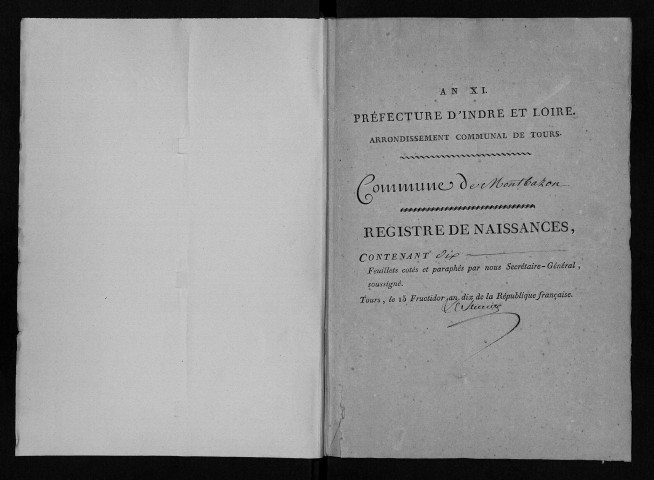 Naissances, mariages, décès, an XI-1817