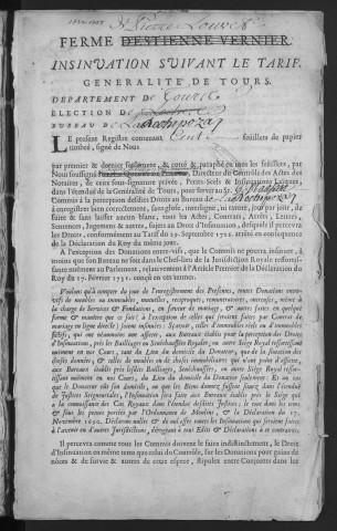 Centième denier (9 avril 1750-31 mars 1755) et insinuations suivant le tarif (1er avril 1752-31 mars 1754)