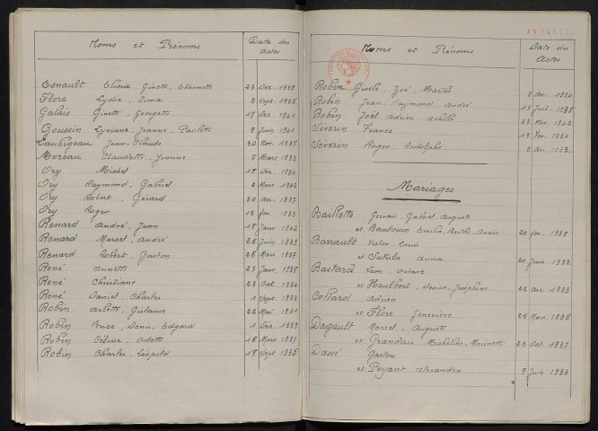 Naissances, mariages, décès