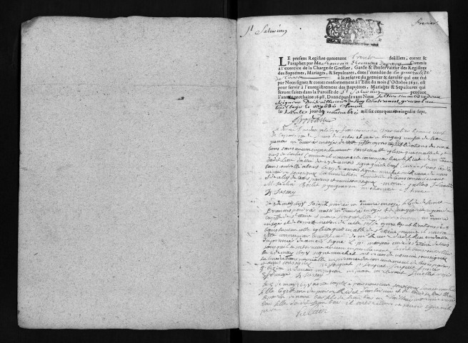 Baptêmes, mariages, sépultures, 1698-9-1699