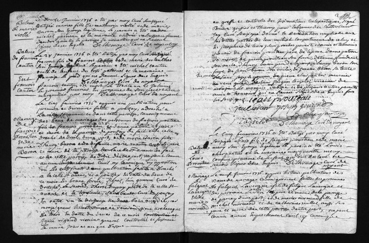 Collection du greffe. Baptêmes, mariages, sépultures, 1756