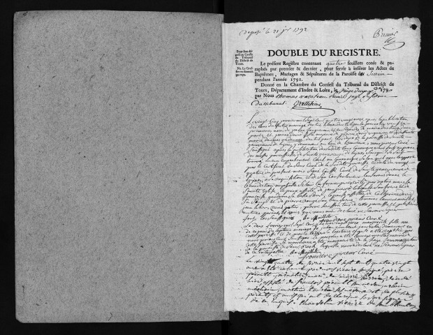 Baptêmes, mariages, sépultures, 1791