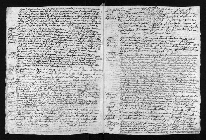 Collection du greffe. Baptêmes, mariages, sépultures, 1731