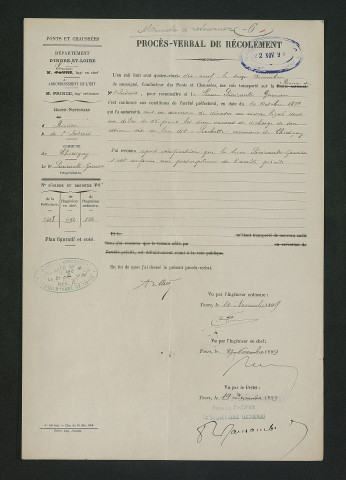 Mise en demeure de déraser les deux vannes de décharges, vérification de l'ingénieur (16 novembre 1899)