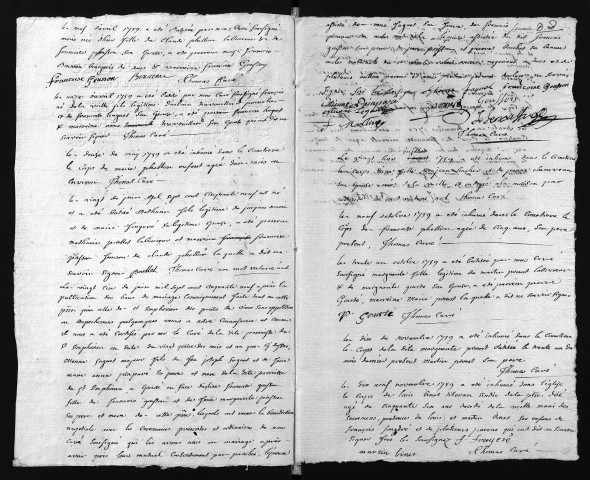 Collection du greffe. Baptêmes, mariages, sépultures, 1759