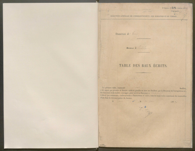 Table des baux écrits