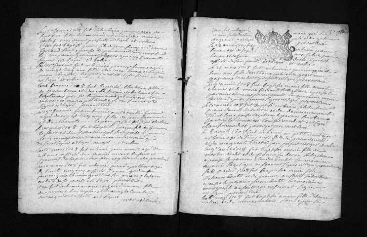 Baptêmes, mariages, sépultures, 1708-1709
