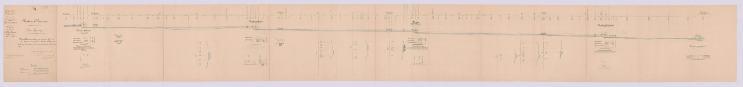 Plan de nivellement des biefs des moulins des Barres, de Saint-Martin et de Bréviande (15 juillet 1852)
