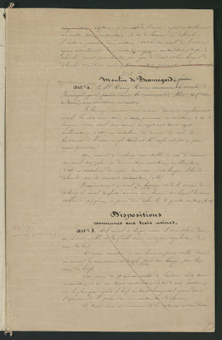 Avis préfectoral valant règlement d'eau (23 septembre 1851)