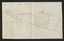 Plan du moulin et de ses abords avec indication des cotes de nivellement en amont du moulin (1843)