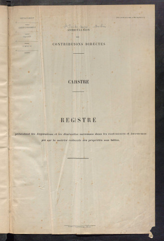 Augmentations et diminutions, 1912-1914 ; matrice des propriétés foncières, fol. 1059 à 1299 ; table alphabétique des propriétaires.