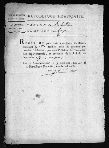Décès, an V